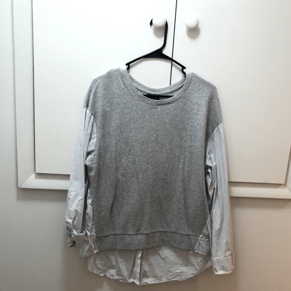 Sweater with dress shirt sleeves and back